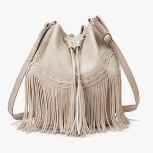🆕 Leather Bucket Bags for Women Crossbody Fringe Purses